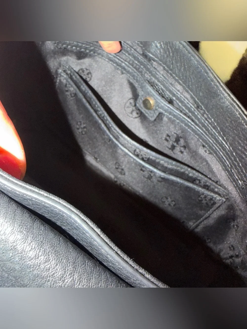 TORY BURCH Britten Black Pebbled Leather Shoulder Bag